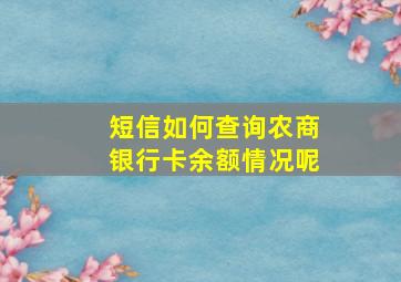 短信如何查询农商银行卡余额情况呢