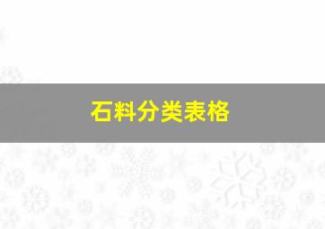 石料分类表格