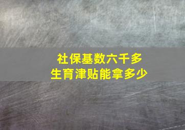 社保基数六千多生育津贴能拿多少