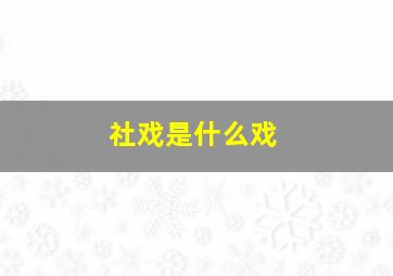 社戏是什么戏