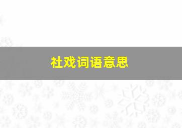 社戏词语意思