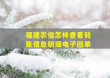 福建农信怎样查看转账信息明细电子回单