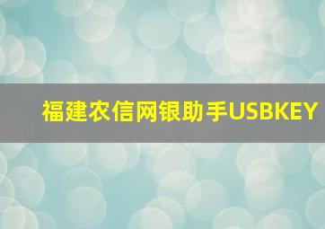 福建农信网银助手USBKEY