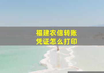 福建农信转账凭证怎么打印