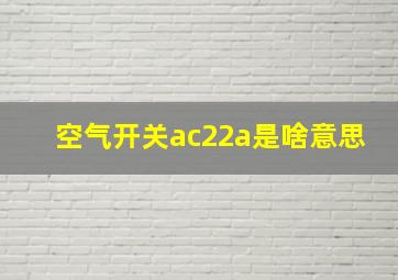 空气开关ac22a是啥意思