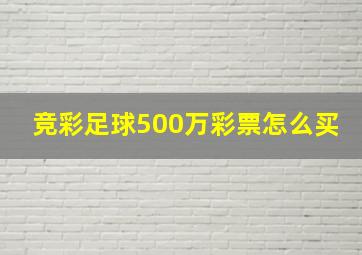 竞彩足球500万彩票怎么买