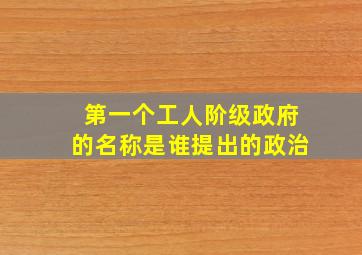 第一个工人阶级政府的名称是谁提出的政治