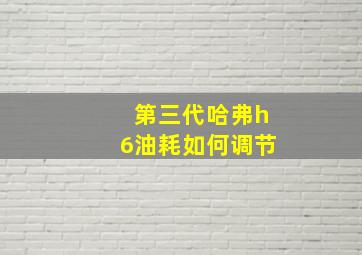 第三代哈弗h6油耗如何调节