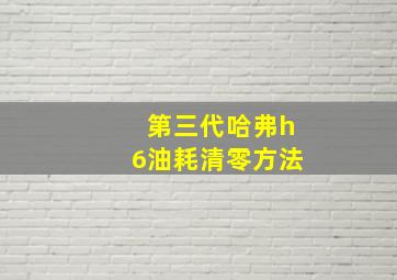 第三代哈弗h6油耗清零方法