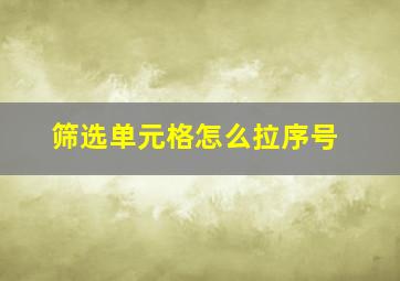 筛选单元格怎么拉序号