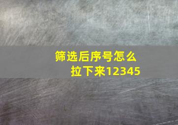 筛选后序号怎么拉下来12345