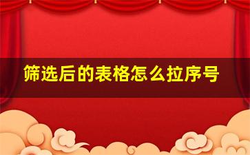 筛选后的表格怎么拉序号