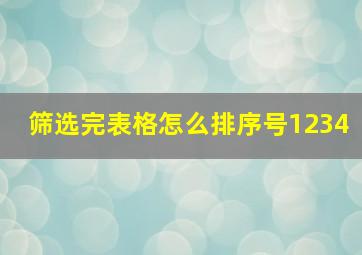 筛选完表格怎么排序号1234