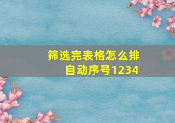 筛选完表格怎么排自动序号1234