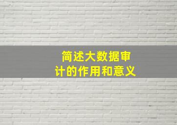 简述大数据审计的作用和意义