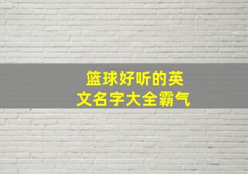 篮球好听的英文名字大全霸气