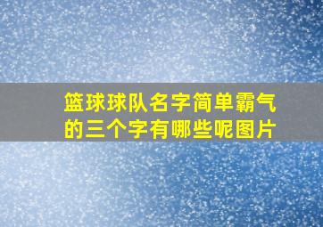 篮球球队名字简单霸气的三个字有哪些呢图片