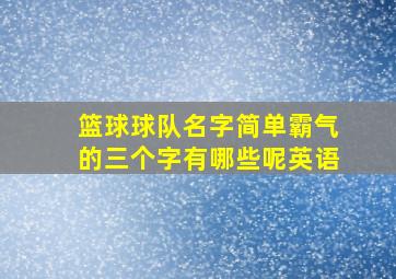 篮球球队名字简单霸气的三个字有哪些呢英语