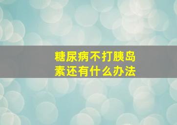 糖尿病不打胰岛素还有什么办法