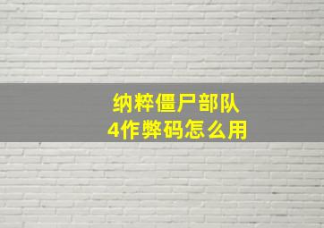 纳粹僵尸部队4作弊码怎么用