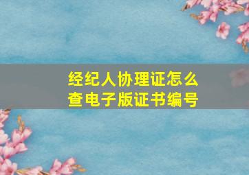 经纪人协理证怎么查电子版证书编号