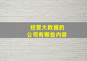 经营大数据的公司有哪些内容