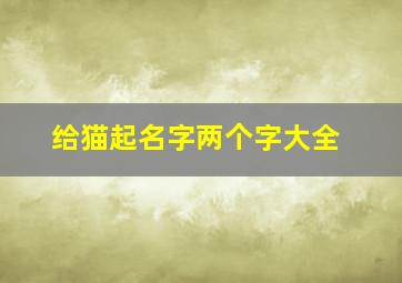 给猫起名字两个字大全