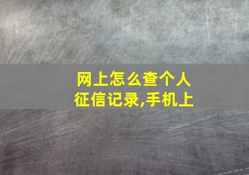 网上怎么查个人征信记录,手机上