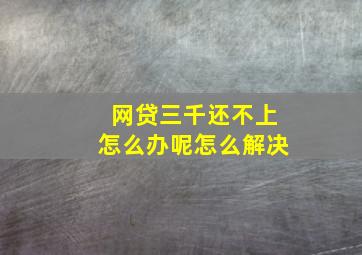 网贷三千还不上怎么办呢怎么解决