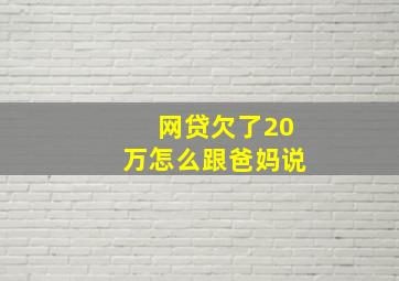 网贷欠了20万怎么跟爸妈说