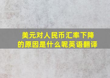 美元对人民币汇率下降的原因是什么呢英语翻译