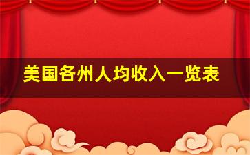 美国各州人均收入一览表