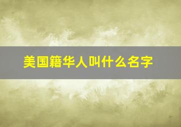 美国籍华人叫什么名字