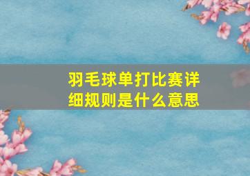 羽毛球单打比赛详细规则是什么意思