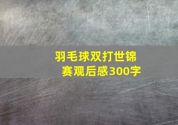 羽毛球双打世锦赛观后感300字