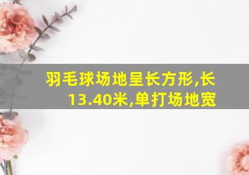 羽毛球场地呈长方形,长13.40米,单打场地宽