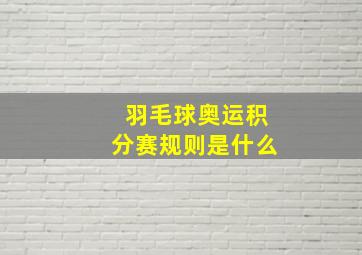 羽毛球奥运积分赛规则是什么