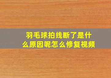 羽毛球拍线断了是什么原因呢怎么修复视频