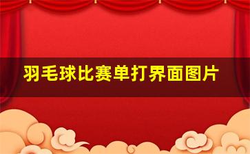 羽毛球比赛单打界面图片