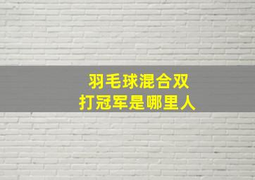 羽毛球混合双打冠军是哪里人