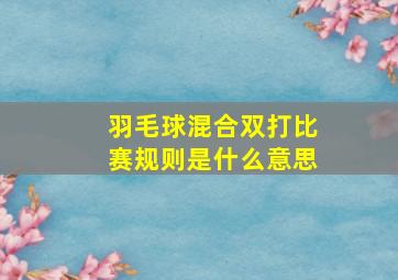 羽毛球混合双打比赛规则是什么意思