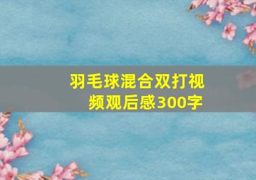 羽毛球混合双打视频观后感300字