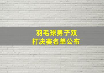 羽毛球男子双打决赛名单公布