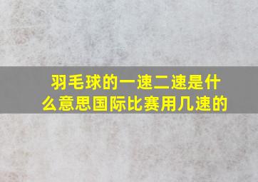 羽毛球的一速二速是什么意思国际比赛用几速的