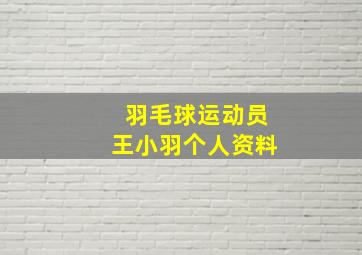 羽毛球运动员王小羽个人资料