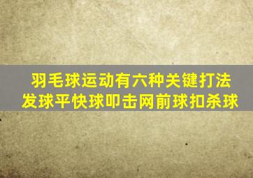 羽毛球运动有六种关键打法发球平快球叩击网前球扣杀球