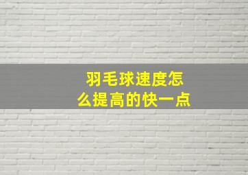 羽毛球速度怎么提高的快一点