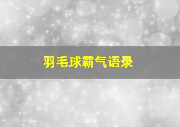 羽毛球霸气语录