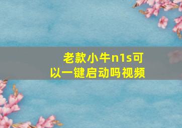 老款小牛n1s可以一键启动吗视频