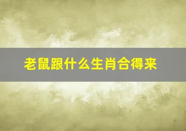 老鼠跟什么生肖合得来